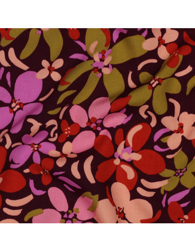 Tissu viscose fleurs éclatantes - Violet foncé