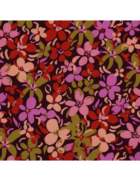 Tissu viscose fleurs éclatantes - Violet foncé
