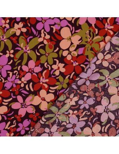 Tissu viscose fleurs éclatantes - Violet foncé