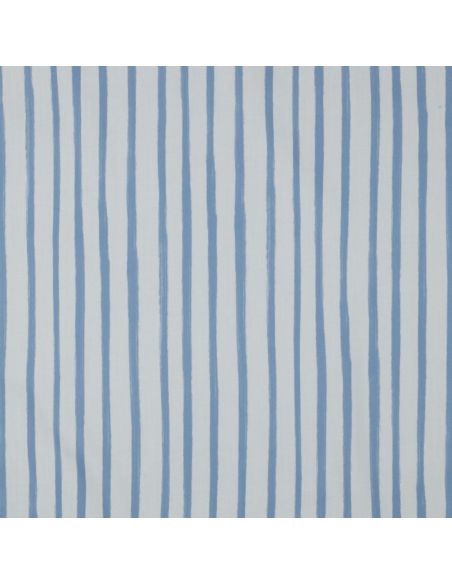 Tissu popeline de coton rayures - Bleu clair sur fond blanc