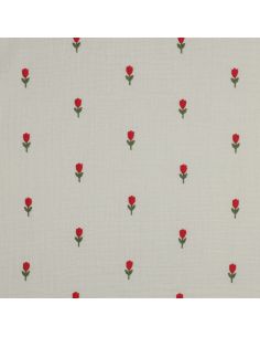 Tissu double gaze brodé fleurs - Naturel 2
