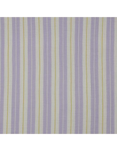 Tissu double gaze imprimé rayures - Parme