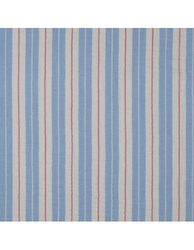 Tissu double gaze imprimé rayures - Bleu