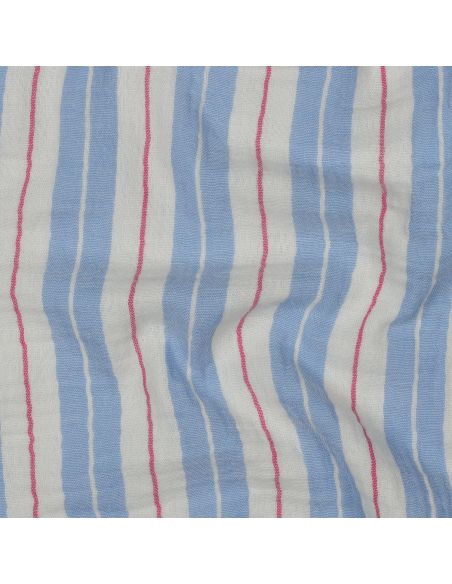 Tissu double gaze imprimé rayures - Bleu