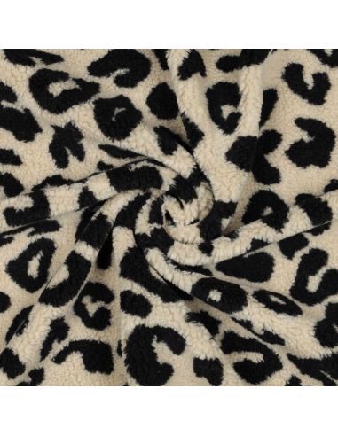 Tissu fourrure Teddy - Noir et crème