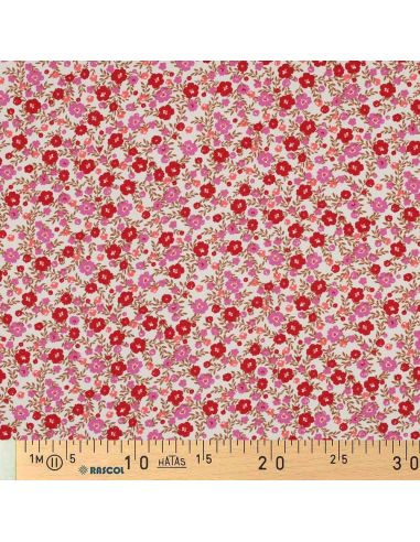 Tissu viscose petites fleurs éclatantes - Blanc cassé