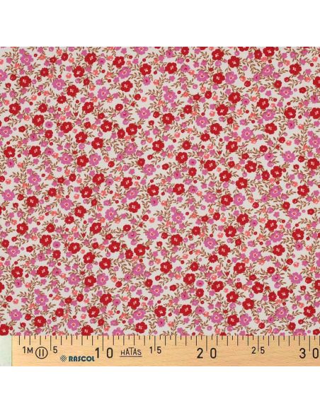 Tissu viscose petites fleurs éclatantes - Blanc cassé