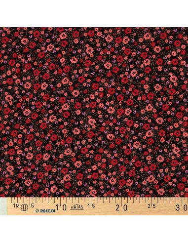 Tissu viscose petites fleurs éclatantes - Noir