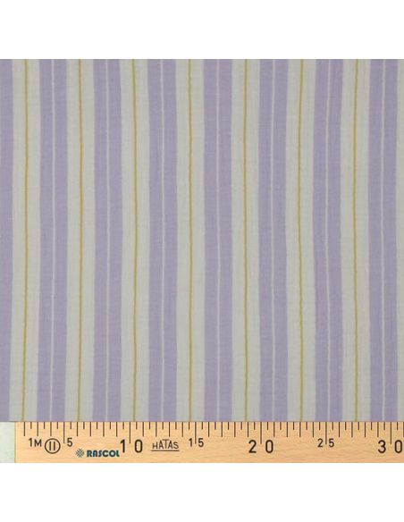 Tissu double gaze imprimé rayures - Parme