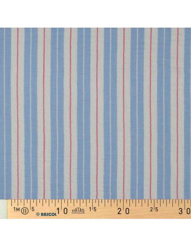 Tissu double gaze imprimé rayures - Bleu