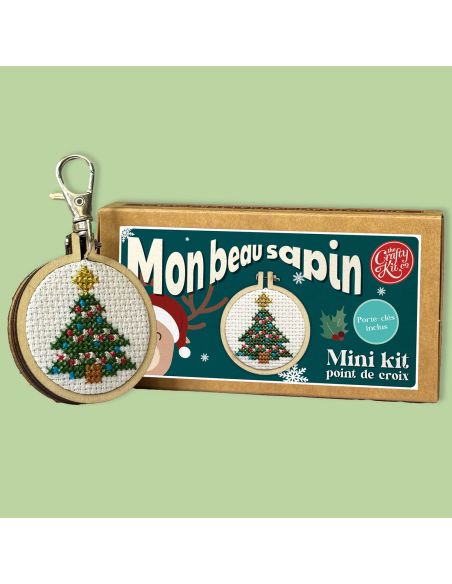 Mini kit broderie point de croix - Mon beau sapin