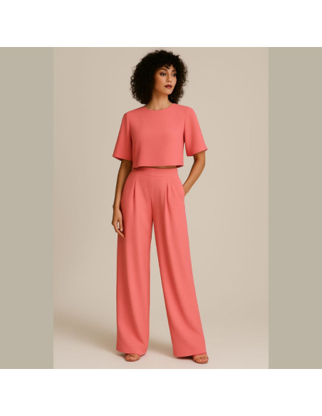 Tissu crêpe Georgette - Corail