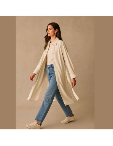 Tissu twill de viscose lourd - Écru