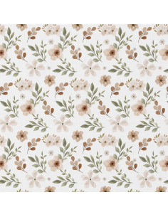 Tissu popeline de coton - Zada blanc et naturel 2