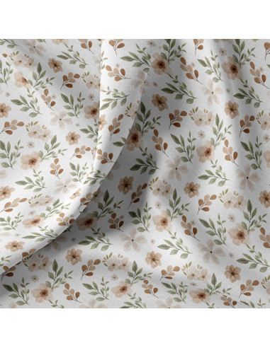 Tissu popeline de coton - Zada blanc et naturel
