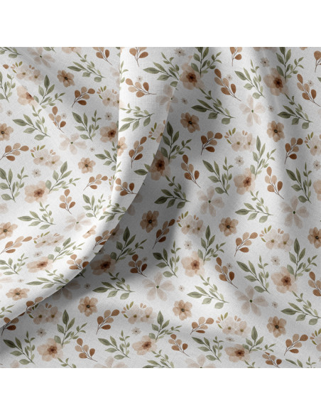 Tissu popeline de coton - Zada blanc et naturel