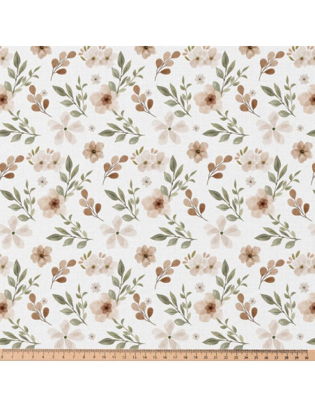 Tissu popeline de coton - Zada blanc et naturel