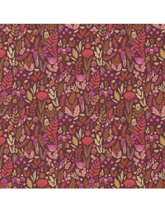 Tissu popeline de coton - Malvina chocolat et rose 2