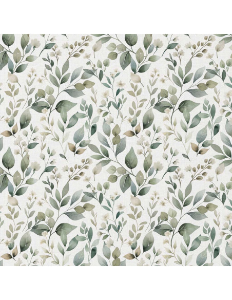 Tissu popeline de coton - Luara blanc et vert
