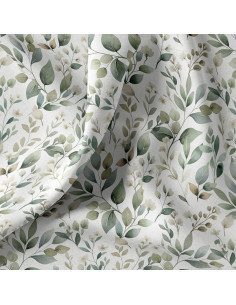 Tissu popeline de coton - Luara blanc et vert