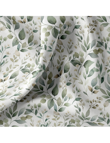 Tissu popeline de coton - Luara blanc et vert