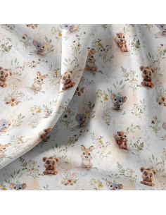 Tissu popeline de coton - Zamours blanc et naturel