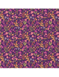 Tissu popeline de coton - Bibury violet et jaune 2