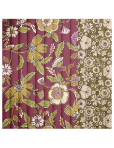 Tissu coton matelassé - Malana prune et vert