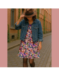Tissu viscose - Nawel rose et violet 2