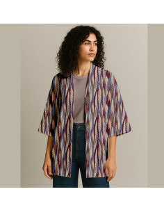 Tissu viscose - Evie gris et violet 2