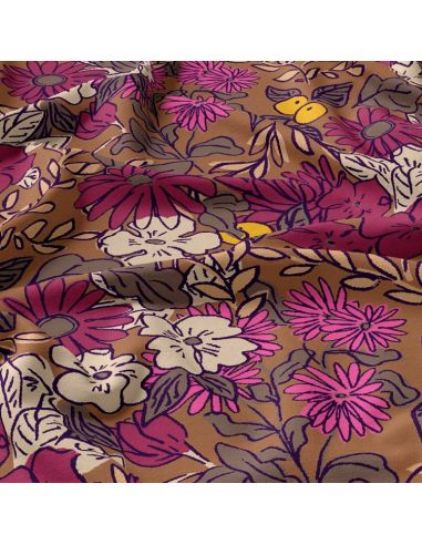 Tissu viscose - Sonjamarron et rose