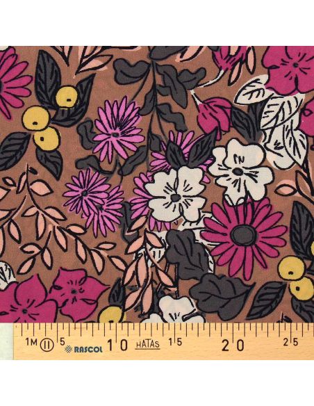 Tissu viscose - Sonjamarron et rose