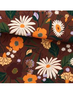 Tissu viscose - Moricette marron et orange