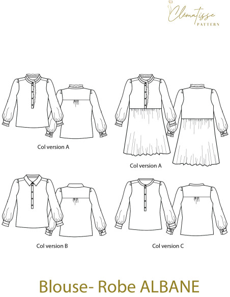 Patron de blouse-robe Albane - Clématisse Pattern