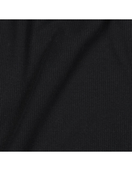 Tissu jersey coton maille fine côtelé - Noir