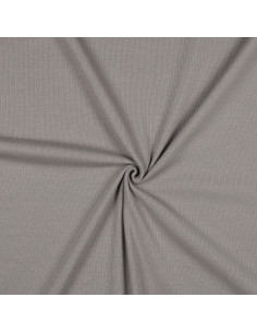 Tissu jersey coton maille fine côtelé - Gris