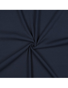Tissu jersey coton maille fine côtelé - Navy