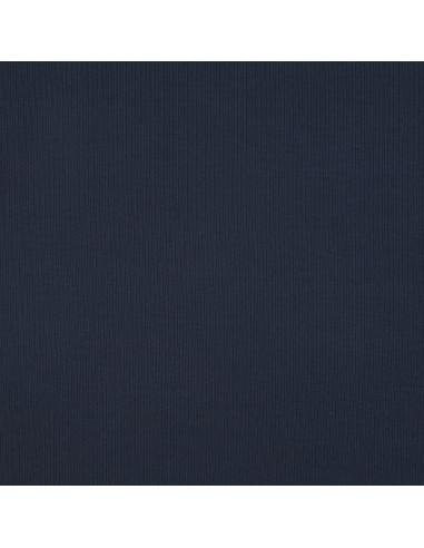 Tissu jersey coton maille fine côtelé - Navy