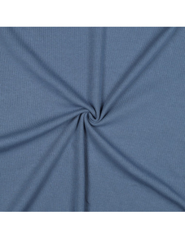 Tissu jersey coton maille fine côtelé - Jeans