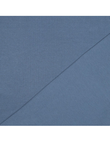 Tissu jersey coton maille fine côtelé - Jeans