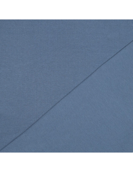 Tissu jersey coton maille fine côtelé - Jeans