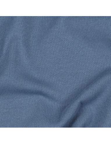 Tissu jersey coton maille fine côtelé - Jeans