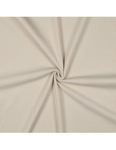 Tissu jersey coton maille fine côtelé - Sable