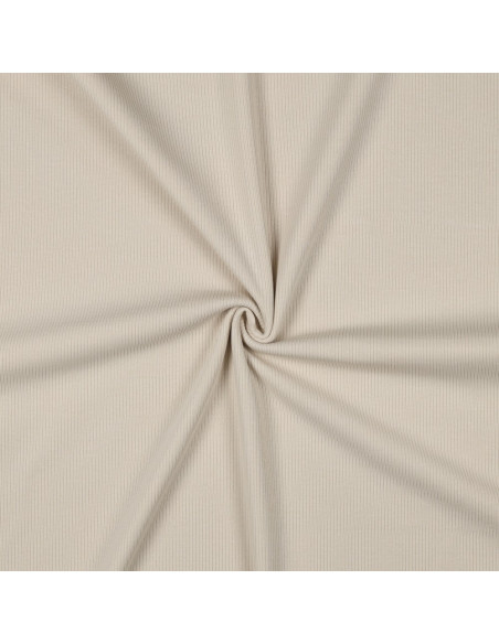 Tissu jersey coton maille fine côtelé - Sable