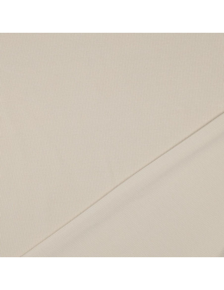 Tissu jersey coton maille fine côtelé - Sable