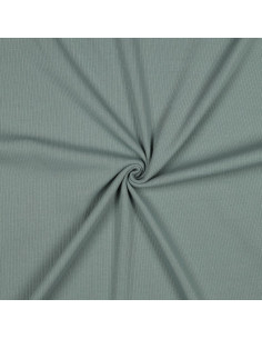 Tissu jersey coton maille fine côtelé - Vert de gris