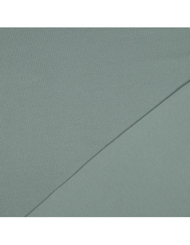 Tissu jersey coton maille fine côtelé - Vert de gris