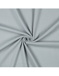 Tissu jersey coton maille fine côtelé - Gris argent