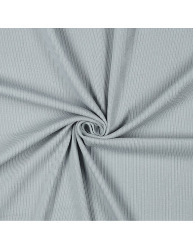 Tissu jersey coton maille fine côtelé - Gris argent
