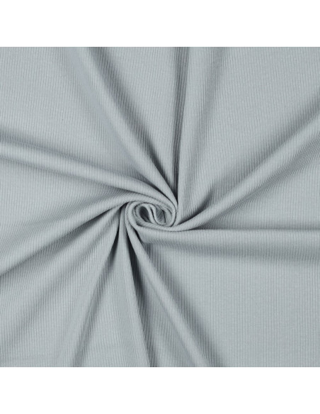 Tissu jersey coton maille fine côtelé - Gris argent
